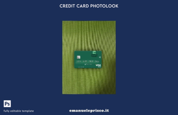 modello frontale photolook con carta di debito visto Libia Sahara Bank in stile 